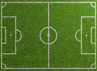 Fußballfeld von oben mit Linien auf Rasen © Robert Kneschke