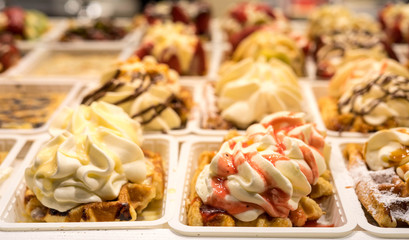 Belgian Waffles in Grand Place, Bruxelles, Belgium