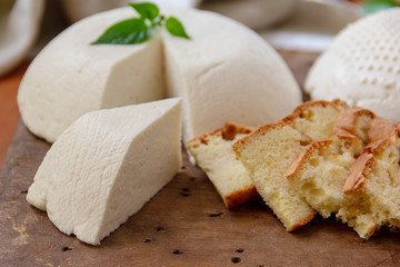 Fresh homemade goat cheese and bread