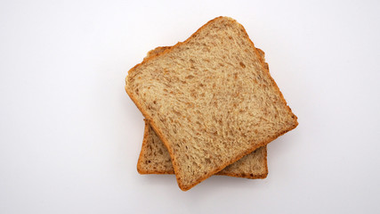bread on white background top angle view
