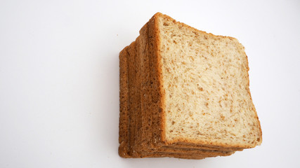 bread on white background top angle view