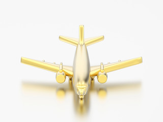 3D illustration gold airplane