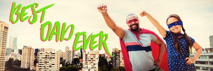 Obraz premium Composite image of father and daughter pretending to be