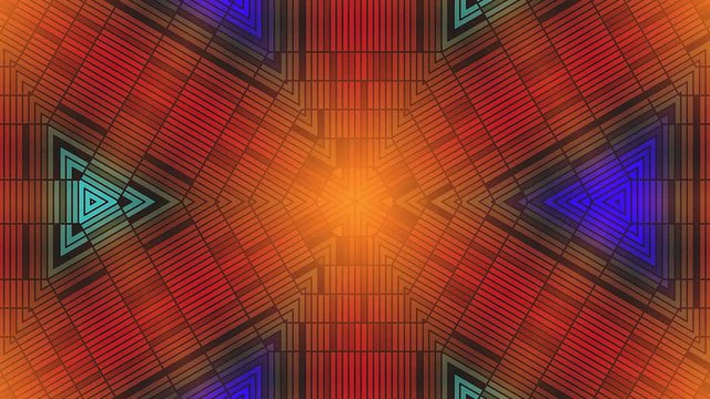Fractal blue kaleidoscopic background. Background motion with fractal design. Disco spectrum lights concert spot bulb
