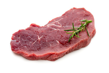 Fresh raw beef steak isolated on white.