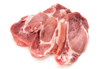 Meat pork slices isolated on the white background.