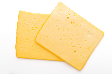 Cheese slice isolated on the white background.