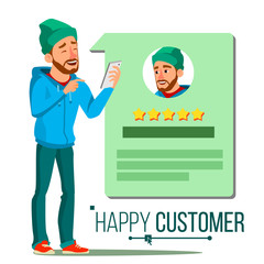 Happy Client Vector. Positive Testimonials. Happiness. Isolated Flat Cartoon Character Illustration