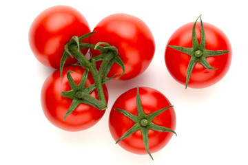Fresh tomatoes isolated on white background.
