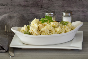 risotto au poulet et asperges vertes