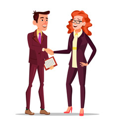 Happy Client Vector. Business Concept. Suit. Partners And Clients. Meeting Handshaking. Agreement Sign. Isolated Flat Cartoon Character Illustration