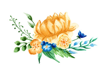 Watercolor flowers. hand painted colorful composition. Bouquet on white background © astarte7893