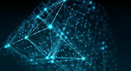 Block chain network/Block chain network concept. Distributed register technology, background made of line, circles  and particles