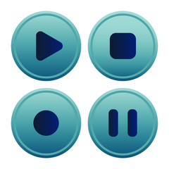 Media button icons. Stop, play, pause web icon. Vector illustration.