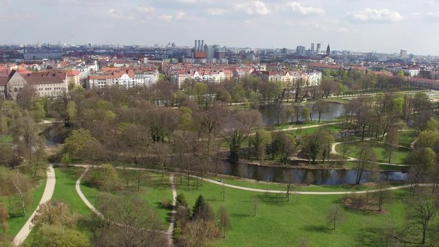 Aerial Drone Berlin Schlosspark Charlottenburg - fyling above in 4k