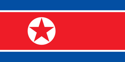 Vector flag of North Korea. North Korea national flag. Official colors and proportion.
