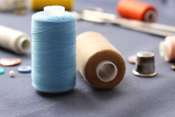 Fototapeta na wymiar sewing thread on fabric.