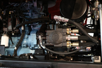 Fragment of the diesel engine. Units and assemblies.