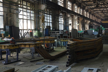 Large metalworking and tool-handling shop at the manufacturing plant
