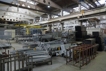 Large metalworking and tool-handling shop at the manufacturing plant
