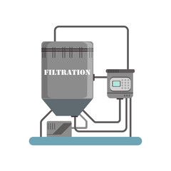 Filtration, equipment for sunflower oil production vector Illustration on a white background