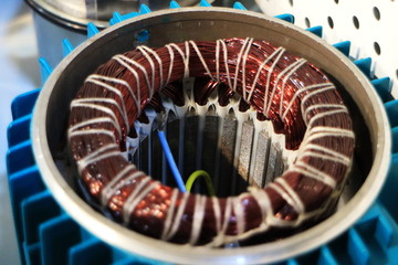 Image of the electromagnet stator winding of the motor.