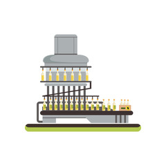 Bottling of sunflower oil, equipment for oil production process vector Illustration on a white background