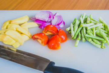 Colorful Fresh Fruits and Vegetables on a plate