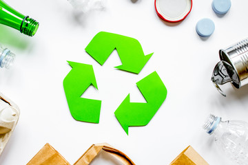 environment concept with recycling symbol on white background to