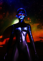 Digital 3D Illustration of a Fembot