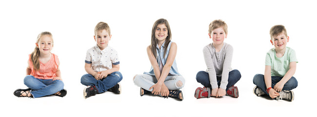 Group Of Young Children In Studio