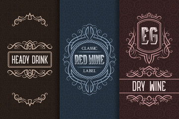 Beverage packaging design. Set of alcohol drink bottles labels.