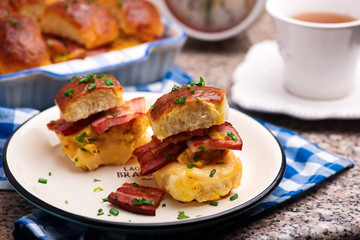 Breakfast Sliders buns with bacon