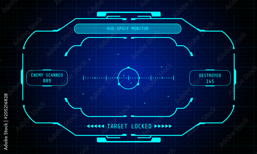 Poster futuristic user interface hud space monitor illustration vector background