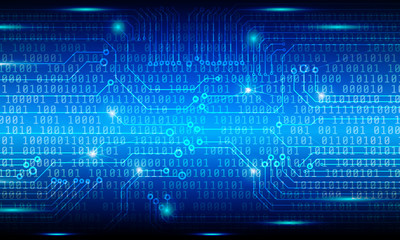 Security Hi Tech Blue Binary Digital Number Idea Concept On Circuit Board Vector Background. 