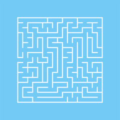 A square labyrinth with an entrance and an exit. A simple flat vector illustration isolated on a colored background.