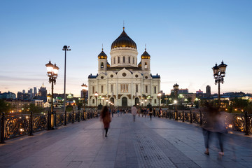 Fototapeta na wymiar Christ Erlöser Kathedrale an der Brücke Patriarshiy Most, Moskau, Russische Föderation