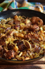 Fried liver with onions