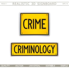 Signboard design. Crime. Criminology. Car license plate stylized. Vector elements