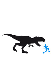 wegrennen flüchten rennen laufen silhouette schwarz umriss t-rex böse brüllen tyranosaurus rex gefährlich fressen dino dinosaurier saurier clipart comic cartoon design