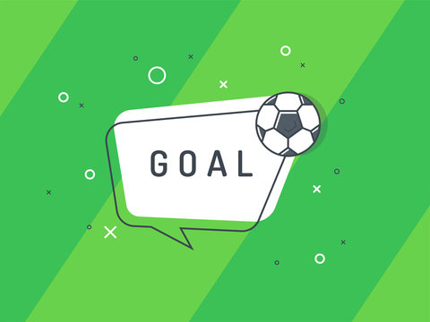 Quick Tips badge with football / soccer ball and speech bubble. Trendy flat vector on green background. Vector Illustration. 