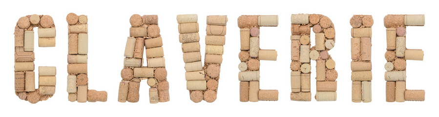 Grape variety Claverie made of wine corks Isolated on white background