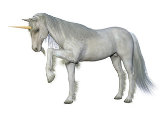 Obraz na płótnie Canvas 3D Rendering Fairy Tale White Unicorn on White