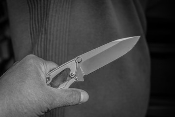 to be ambushed with a sharp jacknife, black & white colored