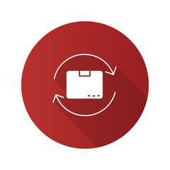 Obraz premium Parcel return service flat design long shadow glyph icon