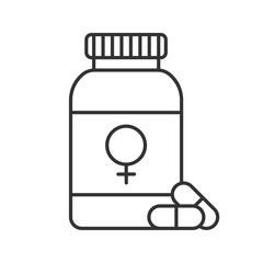 Female pills bottle linear icon