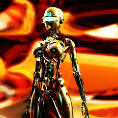 Digital 3D Illustration of a Fembot