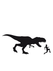 wegrennen flüchten rennen laufen silhouette schwarz umriss t-rex böse brüllen tyranosaurus rex gefährlich fressen dino dinosaurier saurier clipart comic cartoon design