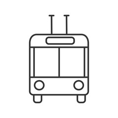 Trolleybus in front view linear icon