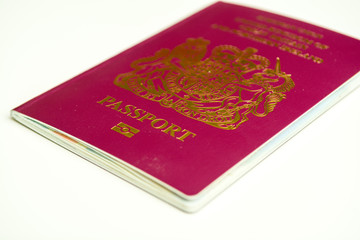 UK Passport isolated on white background, official British passport document